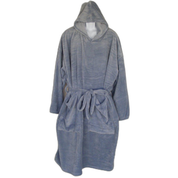 Fleece Robe, OS, Jumbo Hoodie Pullover, Pockets, light blue - Picture 1 of 7